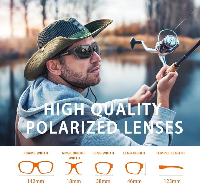 suoso Polarized Sports Sunglasses for Men: UV400 Protection Glasses Wrap Around Goggles for Driving Fishing