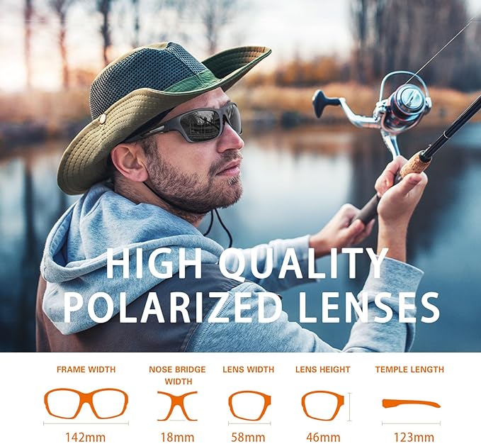 suoso Polarized Sports Sunglasses for Men: UV400 Protection Glasses Wrap Around Goggles for Driving Fishing