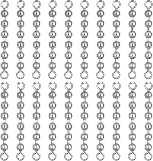 20Pcs Fishing 6 Bead Chain Swivels Stainless Catfish Swivel High Speed Fishing Balls Chain Stainless Steel Fishings Tackle Gear for Saltwater Freshwater