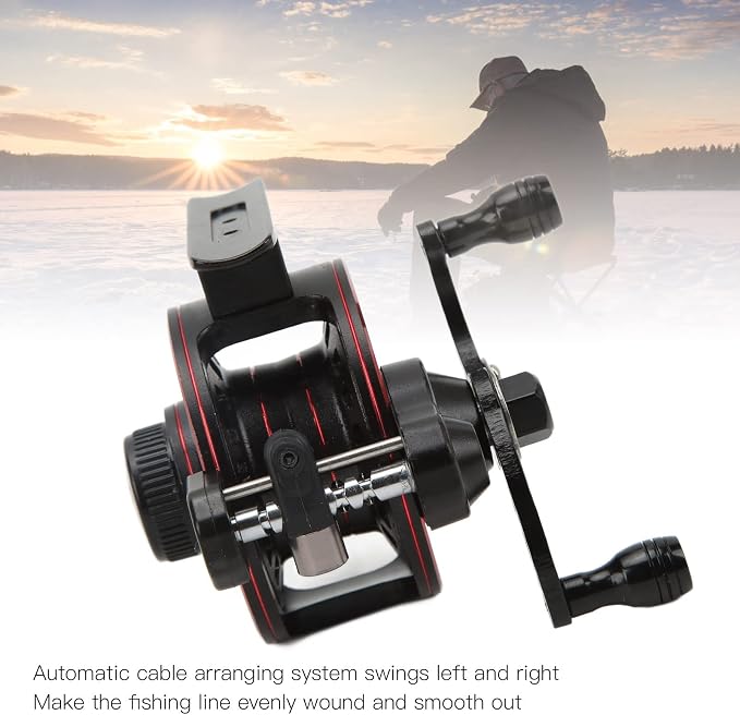 3+1 Bearing All Metal Reel for Ice Fishing Rock Fishing, 5kg/11.0lb Braking Force Wheel Speed Ratio 3.0:1 Double-Speed Fishing Line Reel (Left Hand)