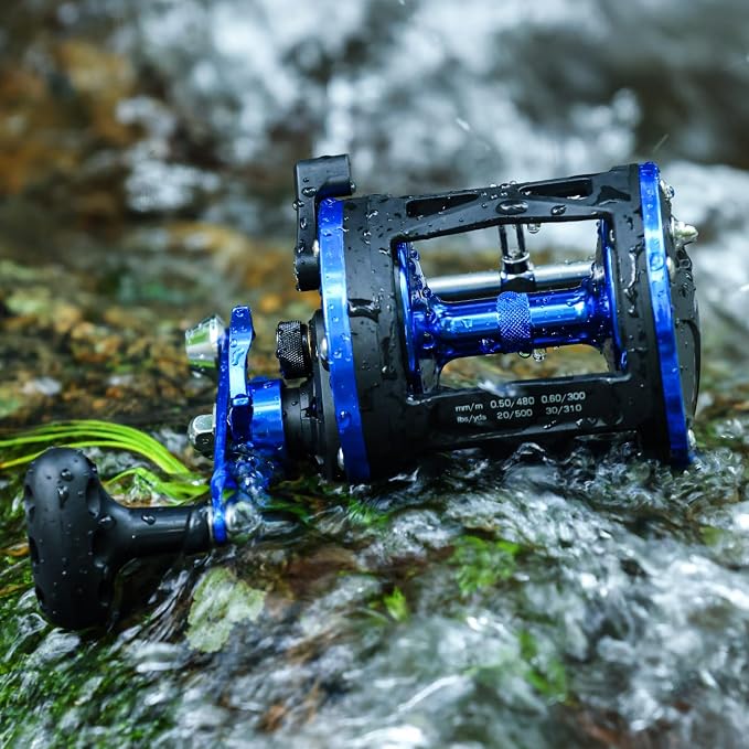 Sougayilang Trolling Reel & Conventional Fishing Reel - Saltwater Level Wind Reel with Smooth Drag, Heavy Duty Boat & Ocean Fishing Reel for Sea Bass, Grouper, Salmon
