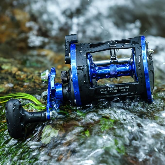 Sougayilang Trolling Reel & Conventional Fishing Reel - Saltwater Level Wind Reel with Smooth Drag, Heavy Duty Boat & Ocean Fishing Reel for Sea Bass, Grouper, Salmon