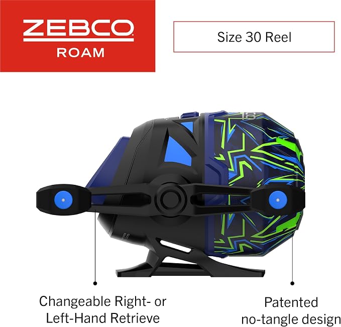 Zebco Roam Spincast Reel and Fishing Rod Combo, 6-Foot 2-Piece Fiberglass Fishing Pole with ComfortGrip Handle, Quickset Anti-Reverse Fishing Reel, Pre-Spooled with 10-Pound Zebco Line