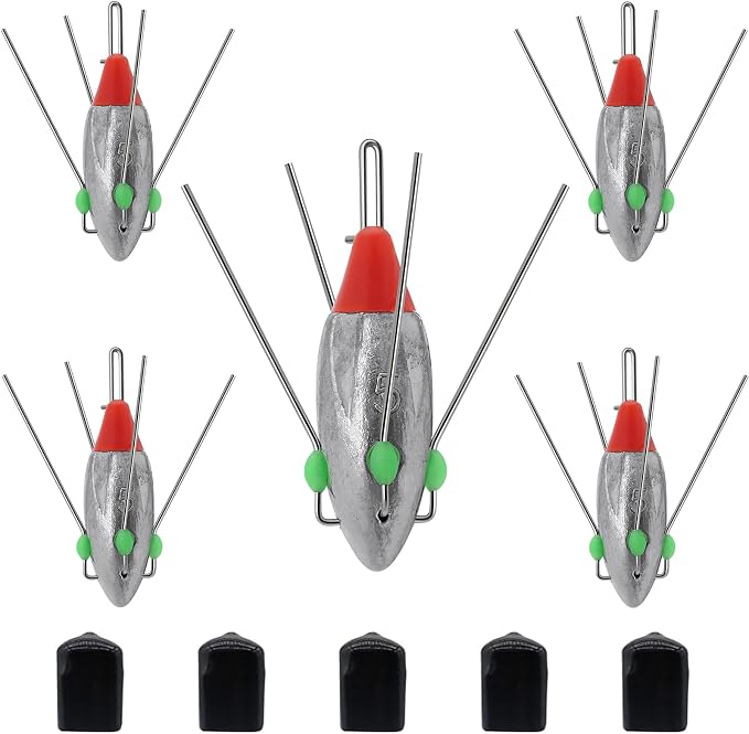 5 Pcs Sputnik Sinker Fishing Weights Lead Fishing Equipment Long Tail Surfing Casting Spider Sinkers for Catfish Saltwater Beach Sand Ocean