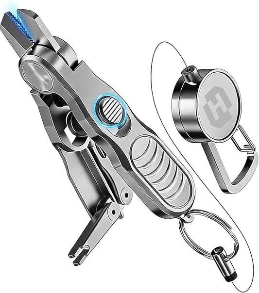 3-in-1 Portable Fishing Line Cutter with Retractor,Mini Stainless Steel Clippers with Retractable Zinger, Universal for Monofilament, Fluorocarbon & Braided Lines,Fly Tying Scissors for Men