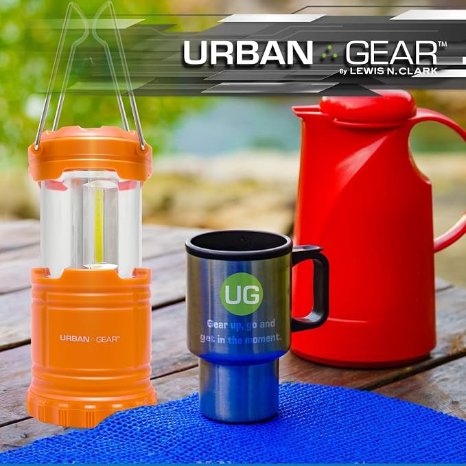Lewis N. Clark Collapsible Camping Lantern | LED Portable Lantern for Indoor or Outdoor Use | Waterproof Lamp with Batteries Included | for Camping, Backpacking, Hiking, or Power Outage | Orange