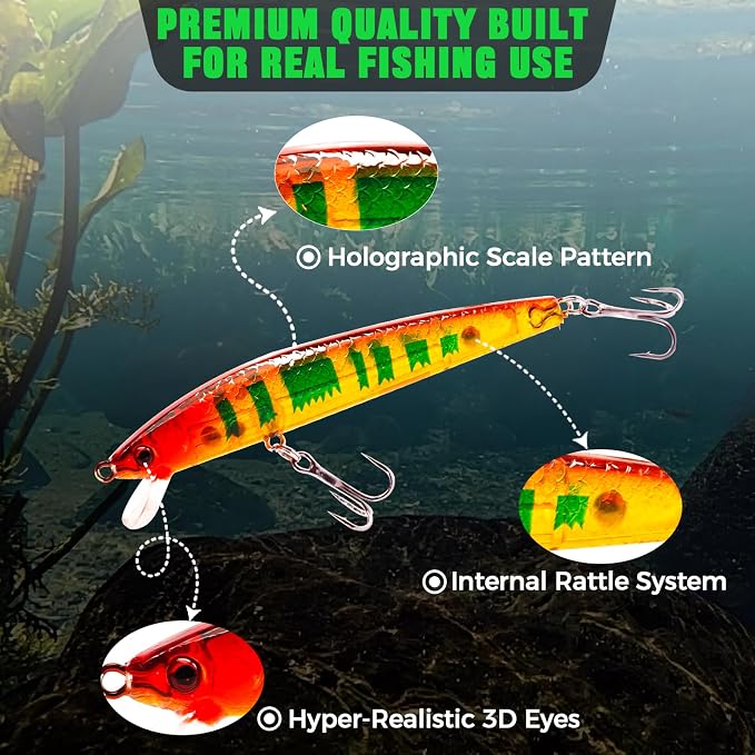 FONMANG Fishing Lures - Fishing Tackle kit with Spoons, Swim Bait, Jerk baits, Lure & Fishing Accessories, Bass Fishing Kit Also for Trout, Bluegill, Small Fishing Tackle Box for Freshwater