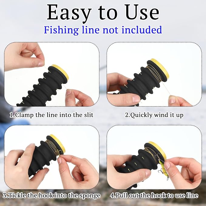 6 Pcs Fishing Leader Holder 6 Pack with Storage Box 72 Slot Snell Hook Organizer Anti-Tangle Rig Keeper for Walleye Catfish Bass Trout