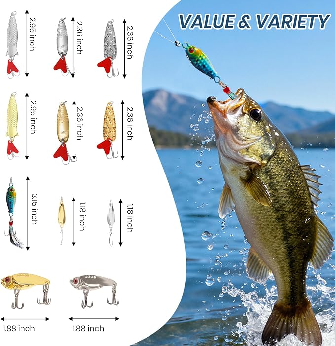 24-Piece Fishing Lure Kit Tackle Box Set - Premium Bass Lures Variety Pack with Poppers, Minnows, Frogs & Soft Baits - Freshwater Saltwater Gift for Men Dad Husband