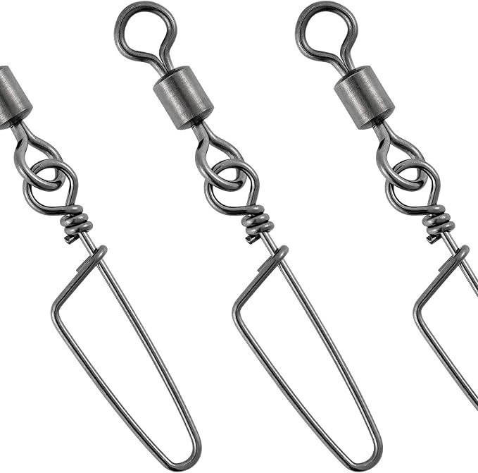 Dr.Fish 30 Pack Barrel Snap Swivels, Barrel Swivels Fishing Tackle Crane Rolling Coast Lock Snap Lure Leader Line Connector Fresh&Saltwater