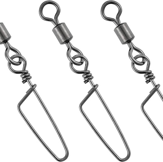 Dr.Fish 30 Pack Barrel Snap Swivels, Barrel Swivels Fishing Tackle Crane Rolling Coast Lock Snap Lure Leader Line Connector Fresh&Saltwater