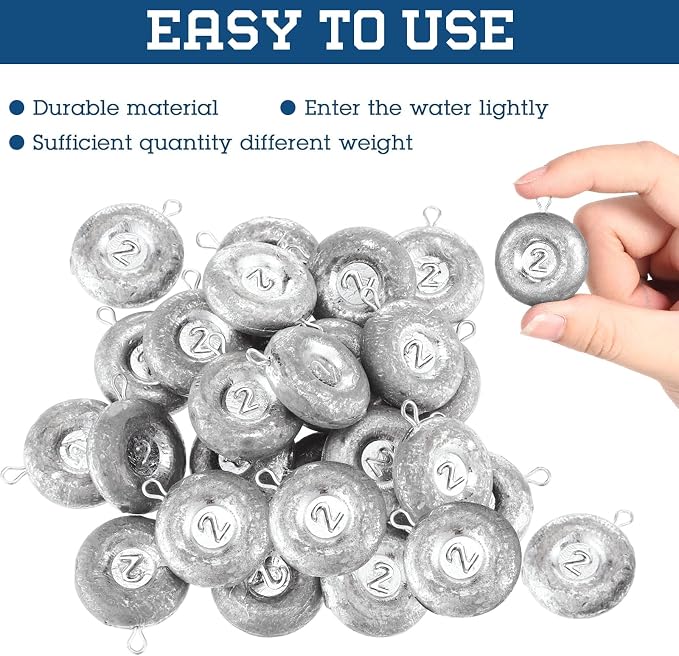 24 Pieces Fishing Disc Sinkers Weights Disc Sinker Fishing Sinkers Weights for Saltwater Catfishing Trolling Surf Tackle
