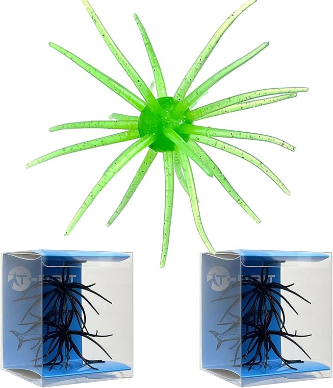 4Pcs Floating Sea Urchin Soft Lure | Tentacle Creature Lure, 4.33" & 3.54" TPR Finesse Baits, 5 Colors, Ideal for Bass Fishing with Drop Shot, Wacky Rig, Neko Rig
