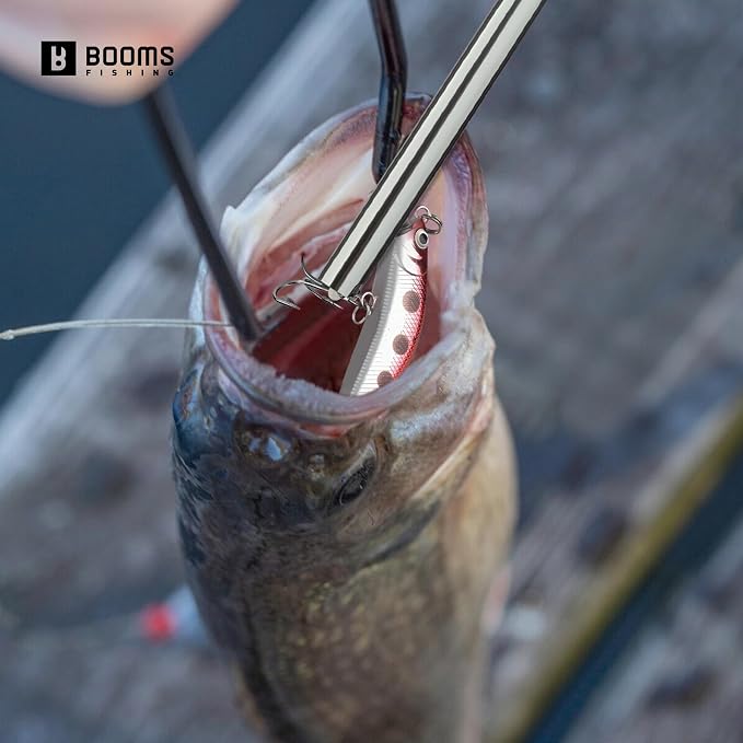 Booms Fishing Hook Remover Tool: 9.6" Squeeze-Out Fish Dehooker for Saltwater and Freshwater, Quick Release Aluminium Fish Hook Extractor with Lanyard, Fishing Tools for Men, XW20