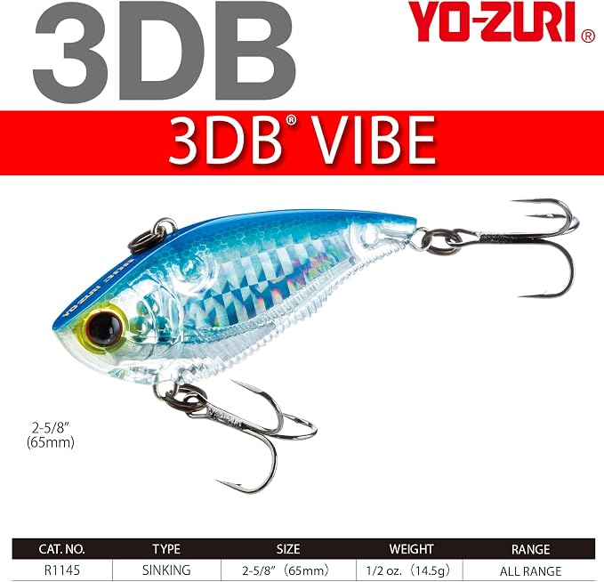 Yo-Zuri 3DB Vibe Sinking Lure, Prism Gold Black, 2-1/2-Inch