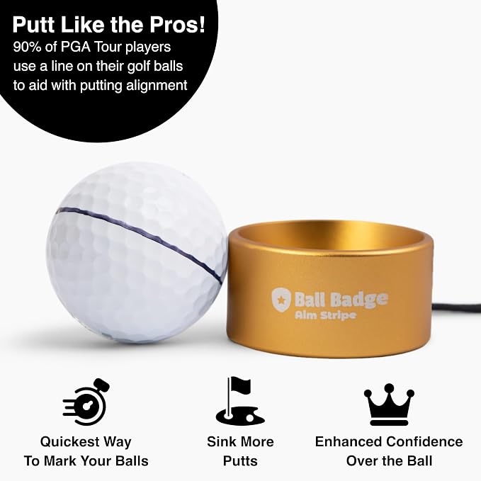 Ball Badge Aim Stripe - 360 Degree Golf Ball Line Marker Kit with Golf Bag Attachment for Perfect Alignment and Precision Putting