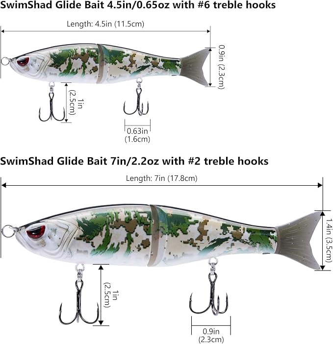 Bassdash SwimShad Glide Baits Jointed Swimbait Bass Pike Salmon Trout Muskie Fishing Lure