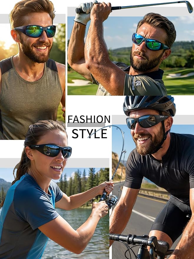 BangLong Polarized Sunglasses for Men Women, UV Protection Fishing SunGlasses for Fishing Running Cycling Golf TR90