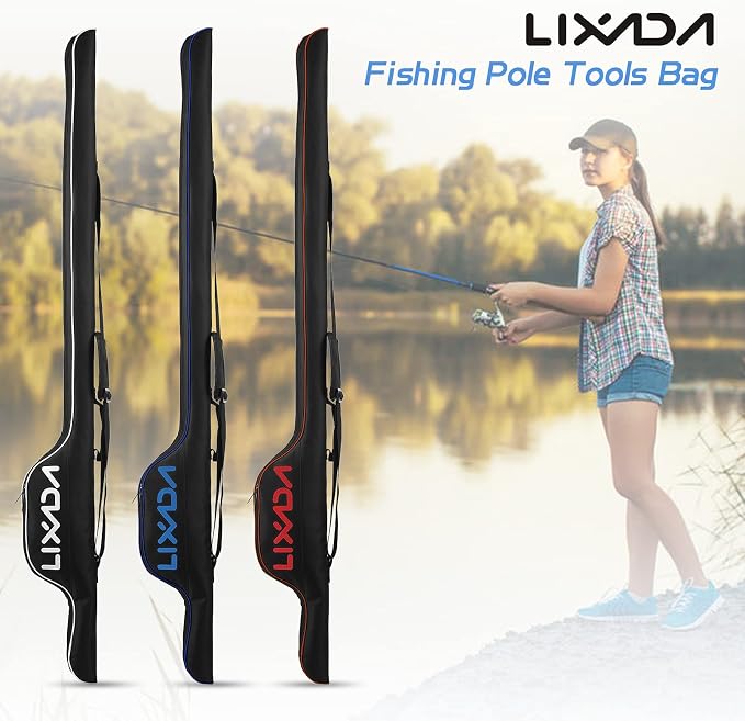 Lixada 63 Inch Fishing Rod Bag Portable Fishing Rod Reel Protective Case, Folding Fishing Pole Holder Cover Rod Tackle Organizer