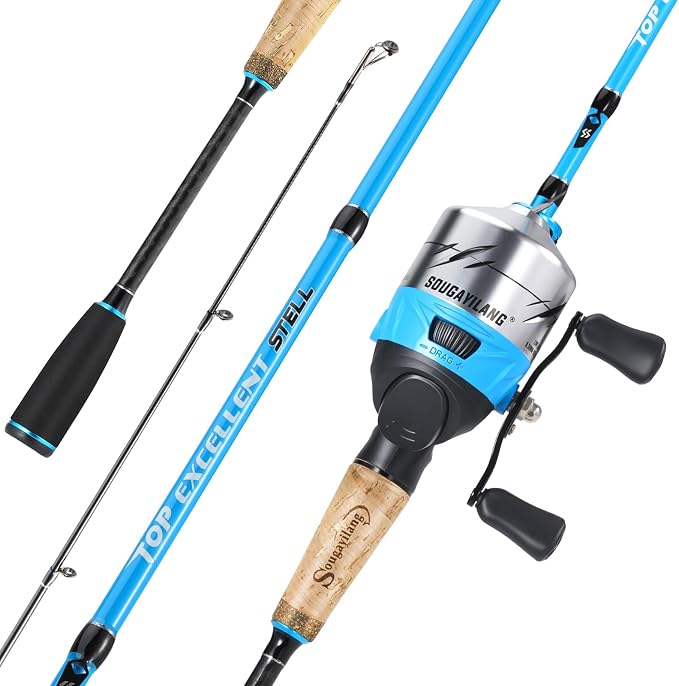 Sougayilang Spincast Fishing Rod and Reel Combo - 2-Piece Lightweight & Portable Casting Rod with Easy-to-Use Spincast Reel for Beginners, Youth, Freshwater Fishing