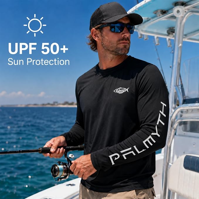 Palmyth Fishing Shirts for Men Long Sleeve UPF 50+ T Shirt Sun Protection Tee