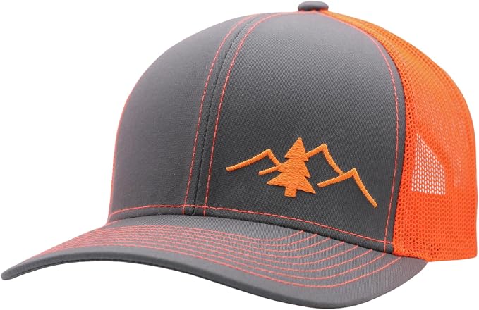 LINDO Trucker Hat [ Great Outdoors Design ] for Men and Women: Mid Profile Cap with Breathable Mesh Back and Adjustable Snap