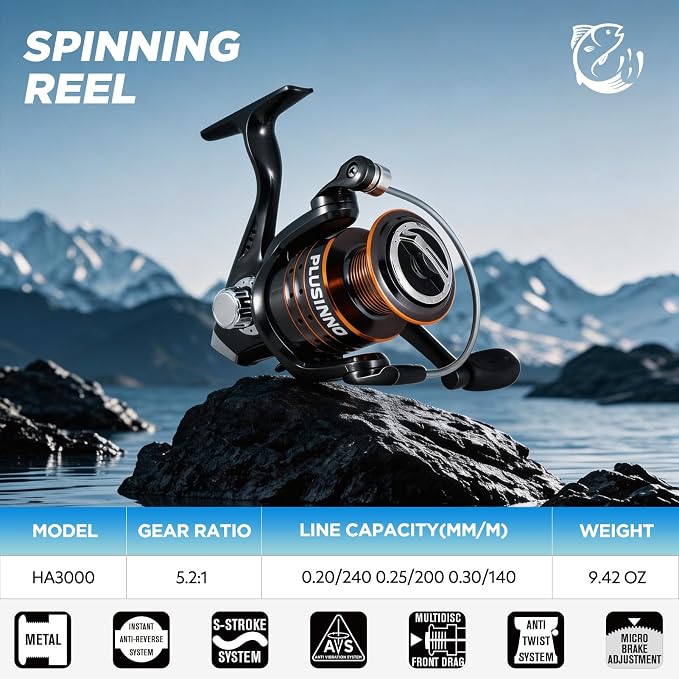 PLUSINNO Fishing Gear - Telescopic Fishing Rod and Reel Combo with Tackle Box, Collapsible Rod and Lures Box, Travel Fish Pole Starter Kit, Fishing Accessories Tackle Lure Kit Gifts for Men Bass Trout