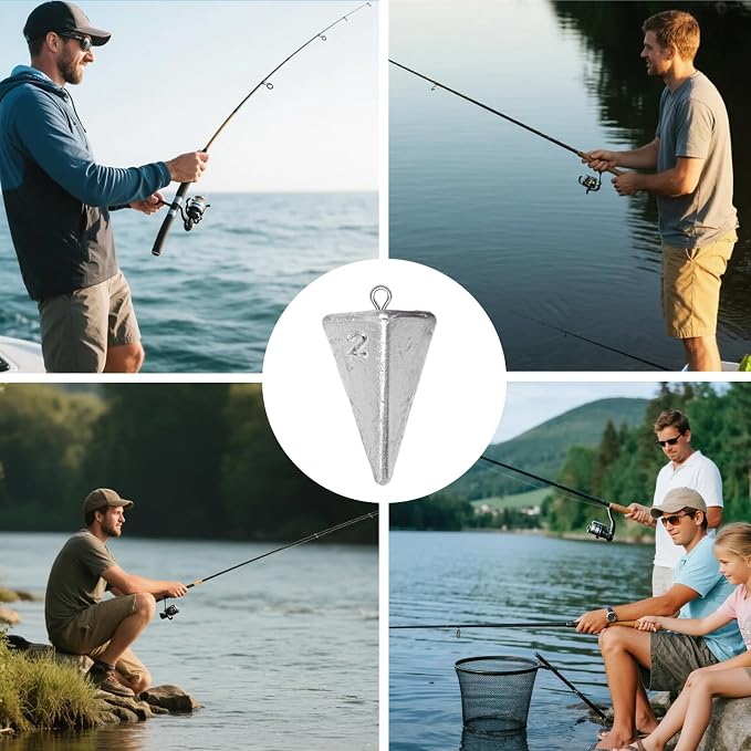 Pyramid Fishing Weights Sinkers Kits Triangle Ocean Saltwater Surf Fishing Gear Tackle Bullet Fishing Weights Sinker 2oz 3oz 4oz