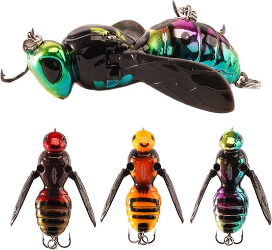 FONMANG Top Water Fishing Lures, 3-Pcs Topwater Lures for Bass Walleye Pike, 2025 New Wasp Crawl Bait for Freshwater and Saltwater