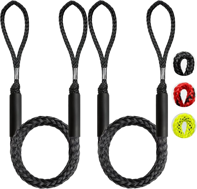 2PCS 4 Feet Premium Bungee Boat Lines 27cm Extended Loop Boat Accessories for Mooring for Jet Ski, SeaDoo, Yamaha WaveRunner Dinghy Pontoon Accessories Boating Gifts(Black)