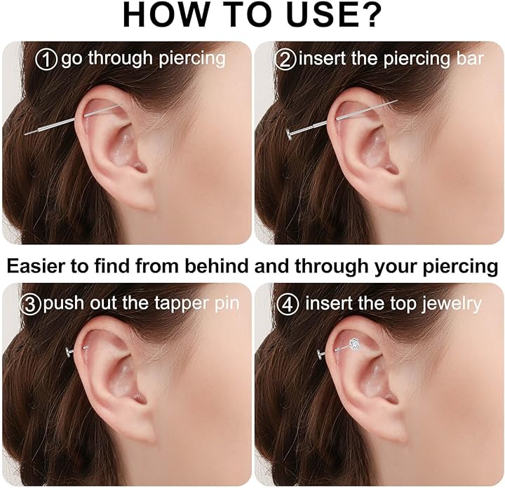 Uni-J Piercing Taper Ball Grabber Tool for Changing Jewelry - 14G 16G 18G 20G Threadless/Internal thread/External Thread Stretching Kit for Ear/Nose/Navel/Nipple/Lip/Eyebrow/Tongue