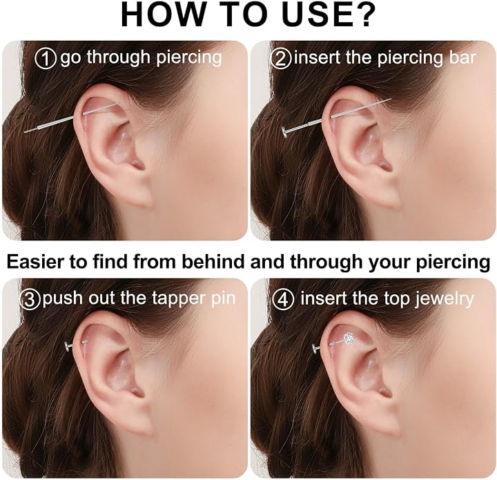 Uni-J Piercing Taper Ball Grabber Tool for Changing Jewelry - 14G 16G 18G 20G Threadless/Internal thread/External Thread Stretching Kit for Ear/Nose/Navel/Nipple/Lip/Eyebrow/Tongue