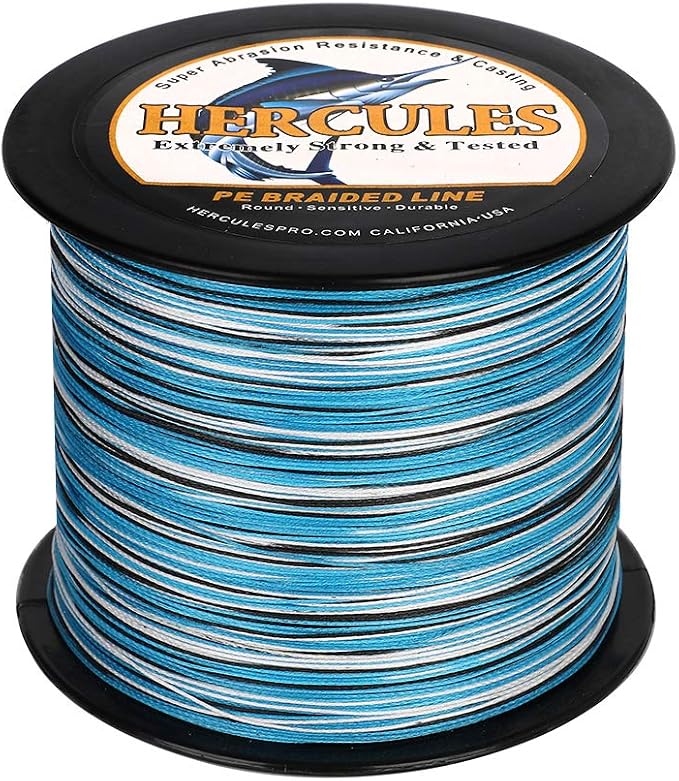 HERCULES Cost-Effective Super Cast 8 Strands Braided Fishing Line 10LB to 300LB Test for Salt-Water,109/328/547/1094 Yards(100M/300M/500M/1000M),Diam.#0.12MM-1.2MM,Hi-Grade Performance,Variety Colors