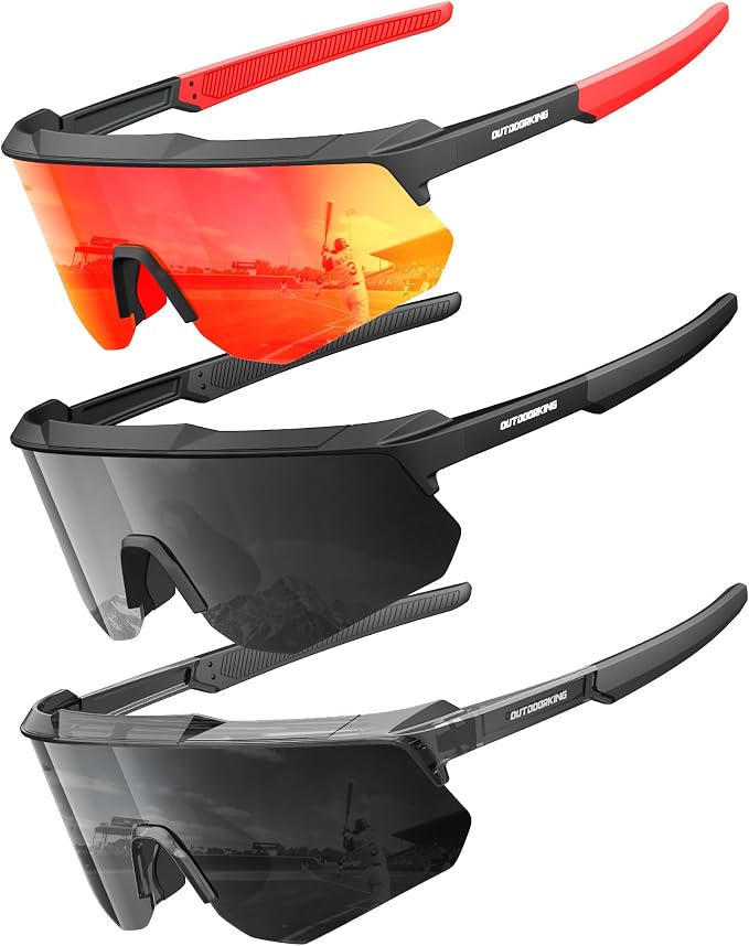 Polarized Sports Sunglasses for Men Women, UV400 Protection Mens Sunglasses Wrap Around Sun Glasses for Cycling Running