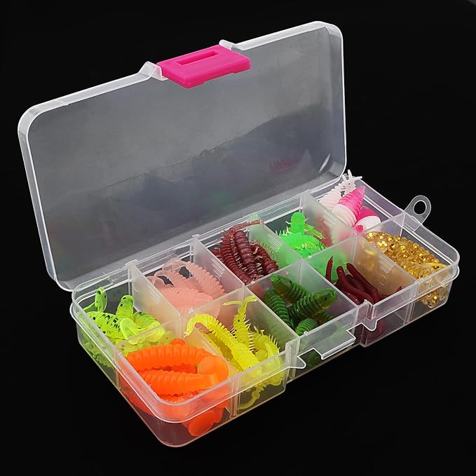 68pcs Fishing Topwater Lures Kits Mixed Artificial Baits Tackle Box, Soft Plastic Fishing Lures Baits Including Soft Worm Centipede for Bass Trout Walleye