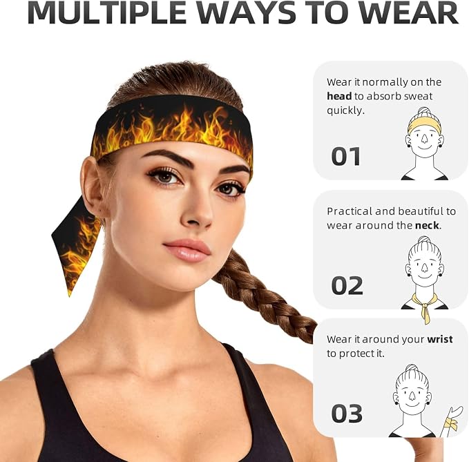 Sports Tie Headbands for Men Women, Adjustable Ninja Karate Head Band Headband for Basketball, Running, Tennis, Yoga