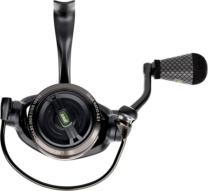 Lew's MACH 2 Spinning Fishing Reel, 6.2:1 Gear Ratio, Right or Left-Hand Retrieve, Aluminum Frame, Premium 10 Stainless Steel Ball Bearings, Black/Green