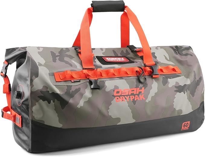 OSAH DRYPAK Waterproof Duffel Bag 25L/40L/60L – Heavy-Duty Motorcycle Tail Bag, Roll-Top Dry Bag for Travel, Camping, Boating, Kayaking, Outdoor Adventure