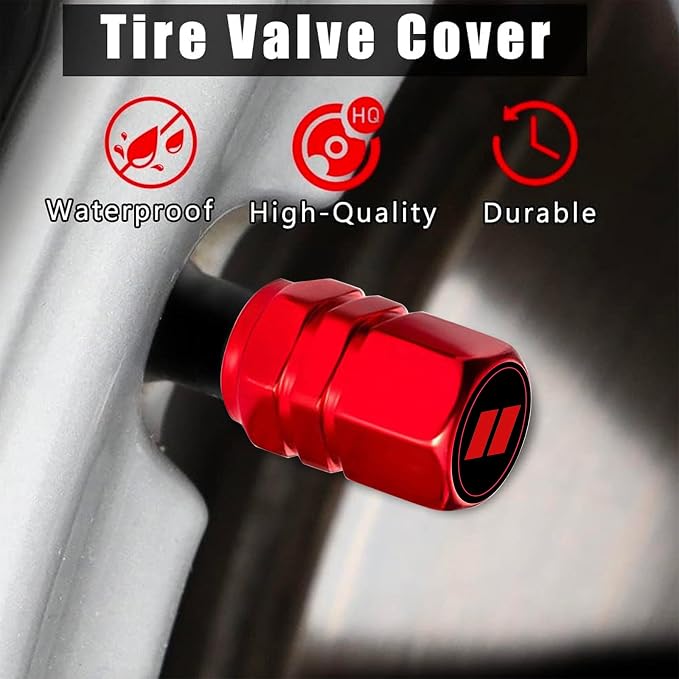Aluminum 4pcs Tire Valve Cap Cover Set Compatible with Dodge Tire Valve Stem caps fiit for Dodge Challenger Car Accessories Decor (Red-for-D-Q)