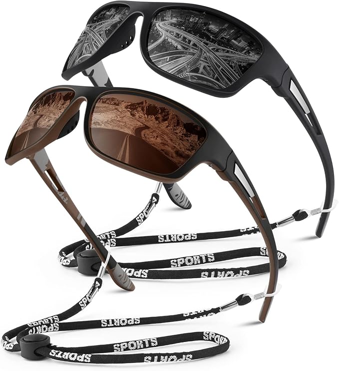 WEAROYO Polarized Sports Sunglasses for Men Women,Fishing Driving Rectangular Goggles UV400 Protection