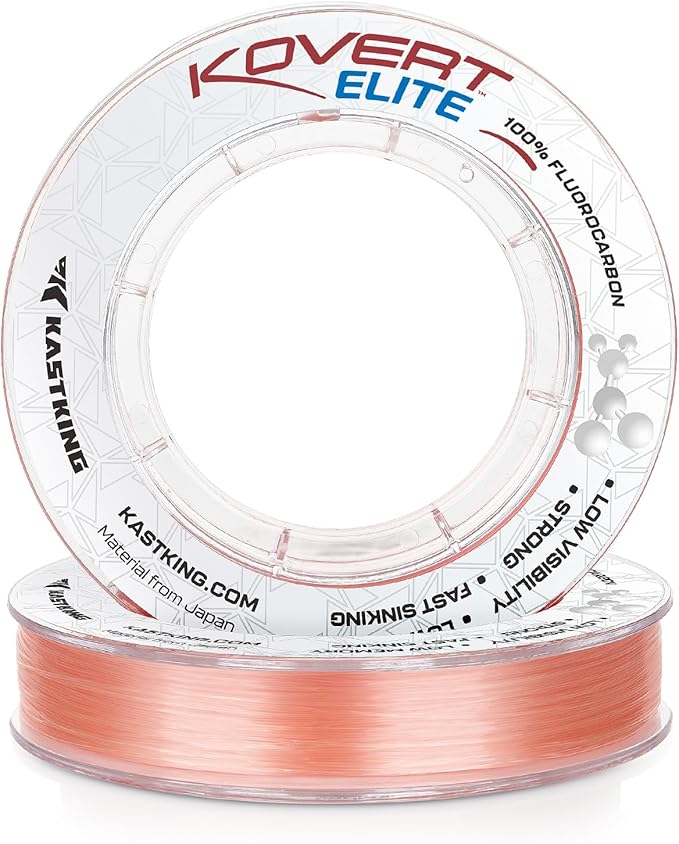 KastKing Kovert 100% Fluorocarbon Fishing Line - Clear Fishing Leader, High Sensitivity, Strong Knot Strength, Shock & Abrasion Resistant, Extreme Clarity, Ultra-Low Visibility, Fast Sinking
