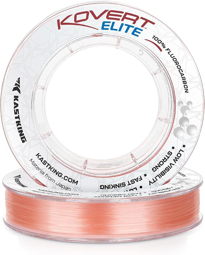 KastKing Kovert 100% Fluorocarbon Fishing Line - Clear Fishing Leader, High Sensitivity, Strong Knot Strength, Shock & Abrasion Resistant, Extreme Clarity, Ultra-Low Visibility, Fast Sinking