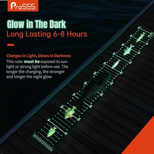 51 x 6.5 Inch Glow in The Dark Fish Ruler for Boat, Waterproof PVC Fish Measuring Sticker, Large Scale Fishing Measuring Tape for Big Fish, Self-Adhesive and Durable – 1PCS