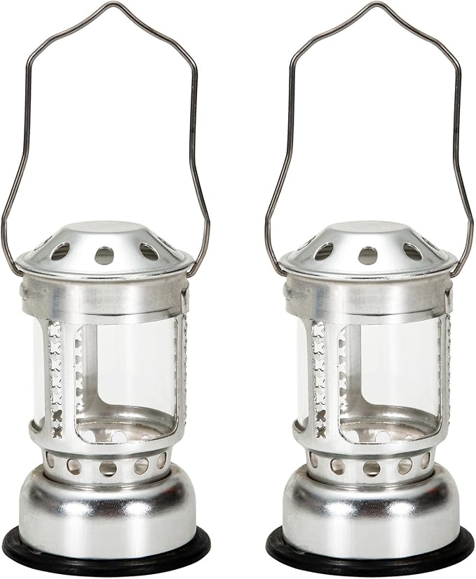 Candle Lantern Night, Portable Candle Lantern Night Fishing Hanging Outdoor Camping Aluminium Alloy Candle Lamp (2PCSSilver)