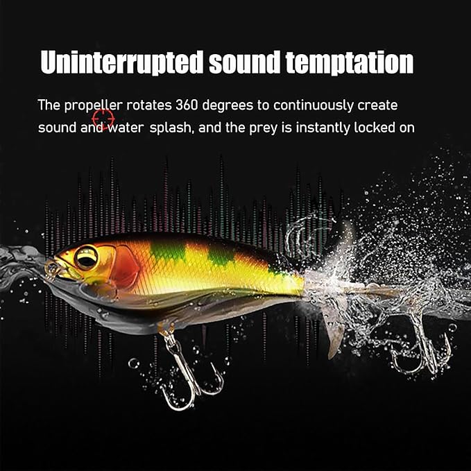 Topwater Fishing Lures with Floating Rotating Tail,Floating Lure for Bass Catfish, Water Fishing Lure for Freshwater or Saltwater, 5pcs with Storage Box.