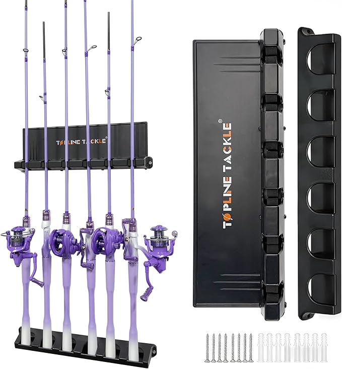 2 Set Vertical Fishing Rod Holders for Garage, Wall Mounted Fishing Pole Holders, Fishing Rod Rack for Storage 12 Rods