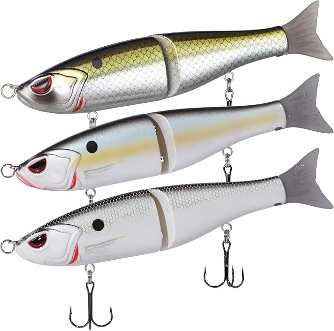 Bassdash SwimShad Glide Baits Jointed Swimbait Bass Pike Salmon Trout Muskie Fishing Lure,3-Pack
