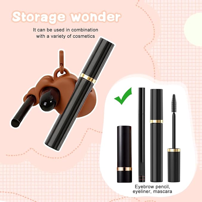 Lipstick Holder Keychain, Silicone 3 Slot Design Chapstick Holder Key Chain,Multifunctional Lip Gloss Makeup
