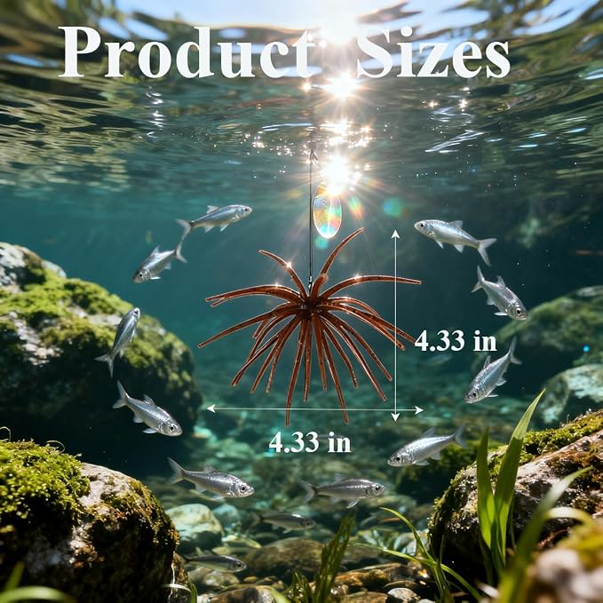 6PCS Soft Plastic Octopus Baits, Japanese Finesse Worm for Bass Fishing, Tentacle Creature Lure for Drop Shot & Wacky Rig/Neko Rig