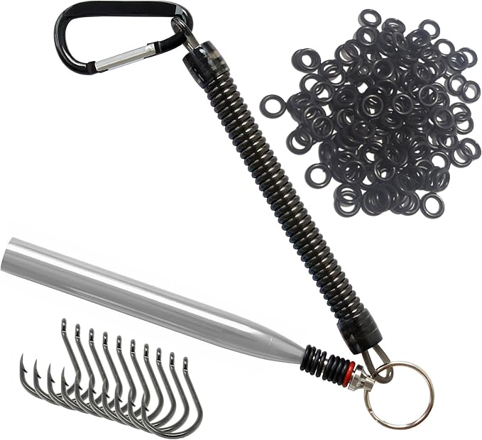 Reaction Tackle Wacky Rig Tool and O-Rings for Soft Plastic Worms, Bass Fishing Wacky Rig and Neko Rig Stick Bait Setup for Largemouth and Smallmouth